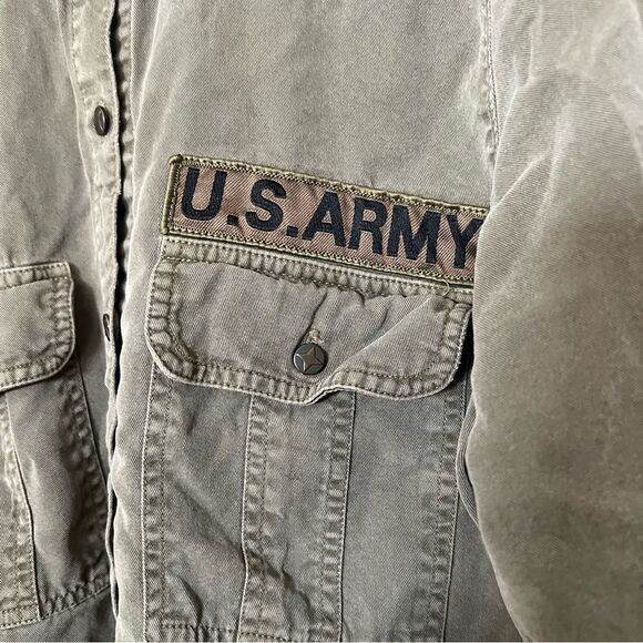 Tennis Shirt Womens Size L Olive Green US Army Military Utility Button Down - Picture 5 of 11